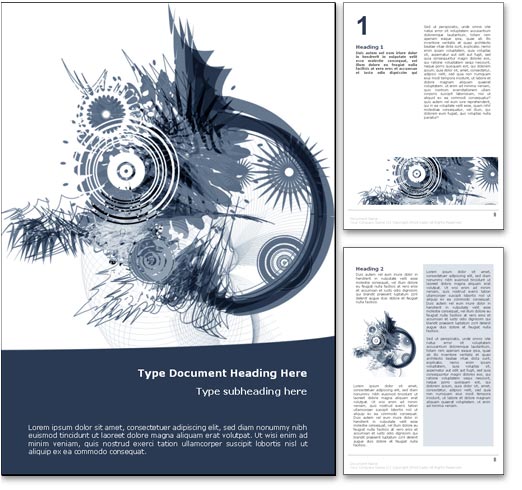 Royalty Free Abstract Art Microsoft Word Template In Blue