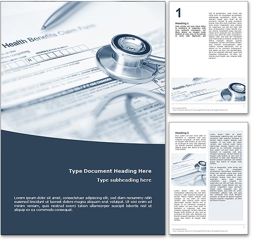 Royalty Free Health Insurance Microsoft Word Template In Blue