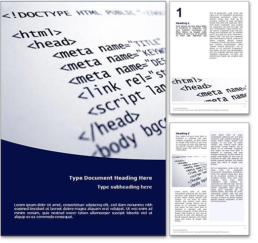 Royalty Free HTML Microsoft Word Template In Blue