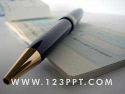 Cheque Book & Pen Photo Image