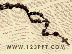 Christian Bible and Rosary Photo Image