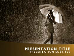 Royalty Free Rain Powerpoint Template In Orange