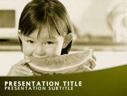 Royalty Free Child Eating Healthy Food PowerPoint Template in Yellow