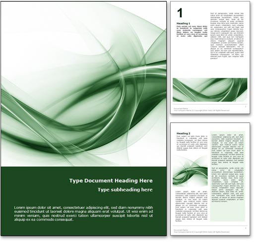 Royalty Free Abstract Curves Microsoft Word Template In Green